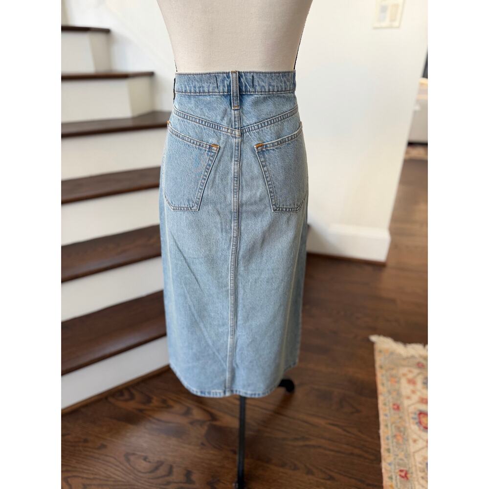 NWT Abercrombie Light Wash Denim High Waisted Slit Midi Skirt Western 90s - Picture 5 of 9